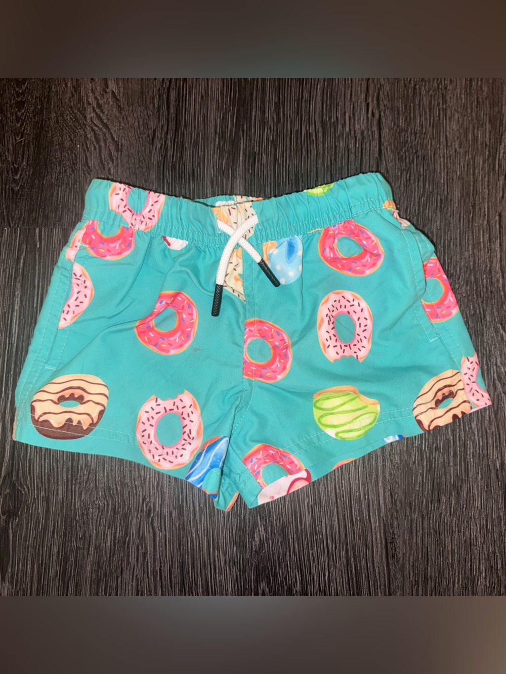 🍩 Moamig Toddler Swim Trunks - Teal with Donut Print Gently Used 2T
